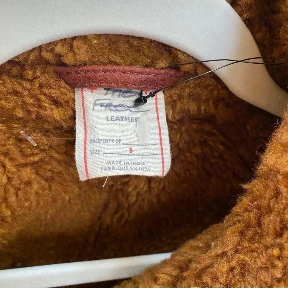 Free People Maverick Shearling Leather Jacket Brown Small - Picture 15 of 17